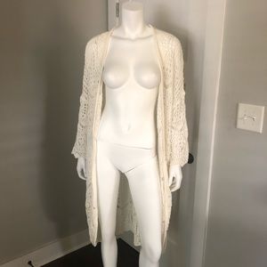 NWT Swimsuit Cover Up Beach Kaftan Crochet M/L